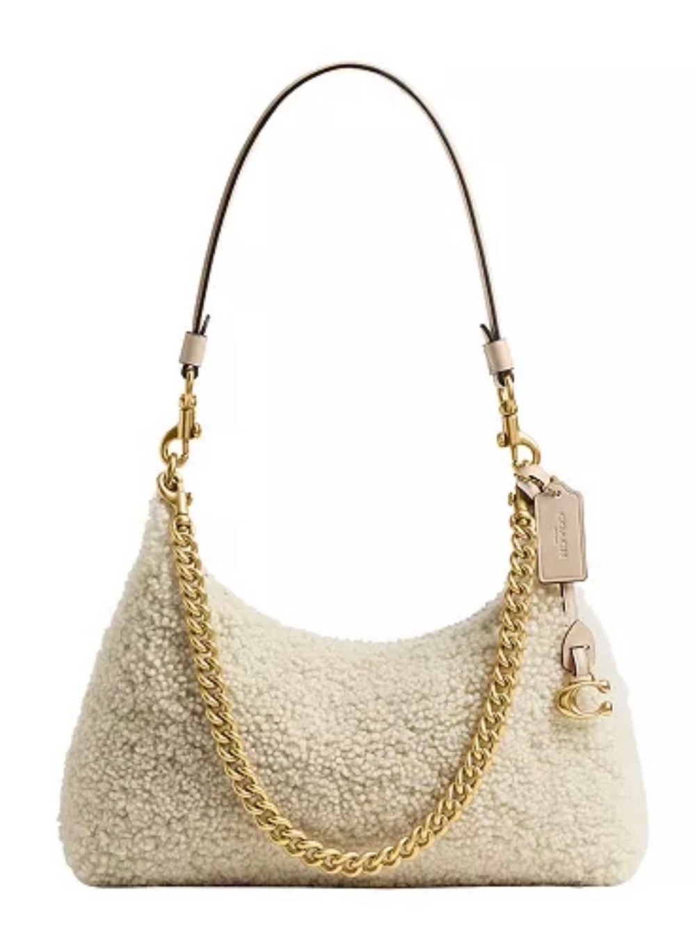 Coach Beige Shearling Shoulder Bag with Pale Leather Strap - Picture 7 of 7